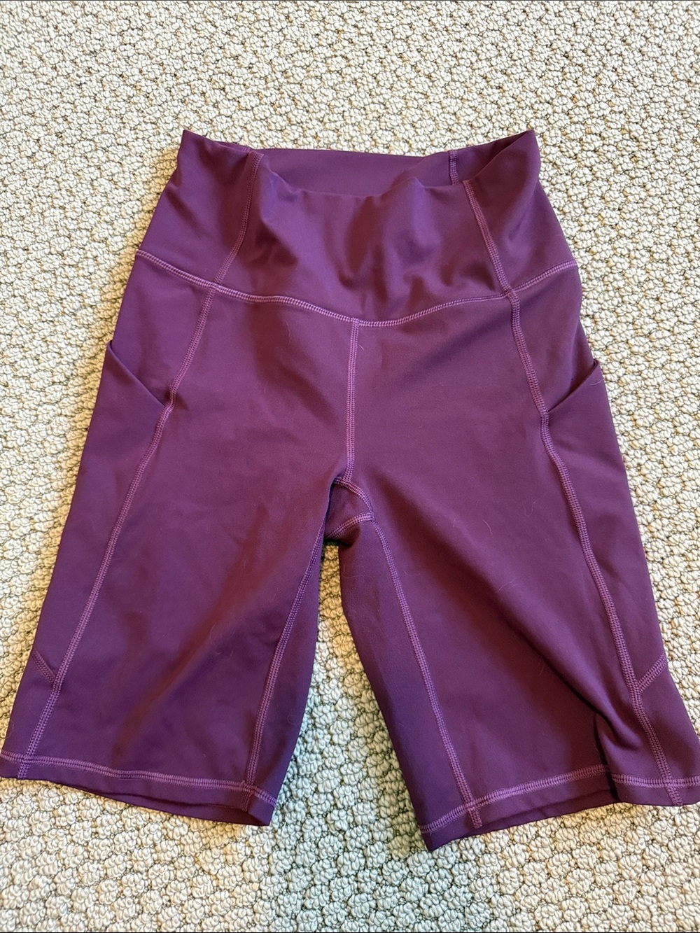Fabletics PureLuxe Dark Purple High-Rise Bike Pocket Shorts, XS